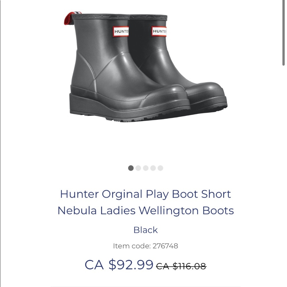 Hunter original play boot short nebula size 7